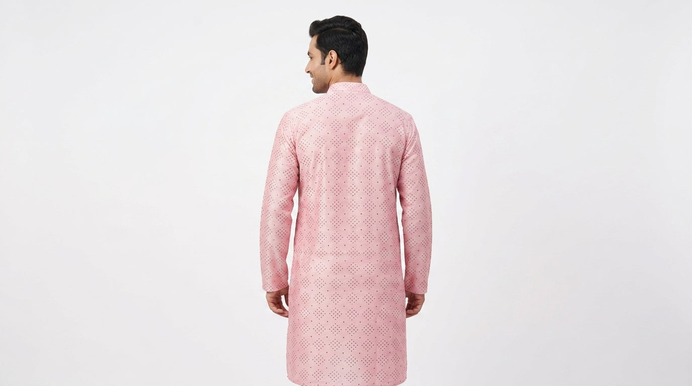 Pink Polka Dot Silk Kurta