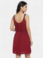 Women's Wine Solid Casual Dress