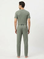 Olive Textured Relaxed Fit Casual Trousers