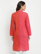 Multi-Color Ethnic Print & Striped Cotton Kurti