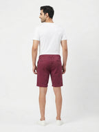 Burgundy Printed Regular Fit Shorts