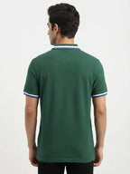 USPA Green Polo T-Shirt with Striped Collar and Cuffs