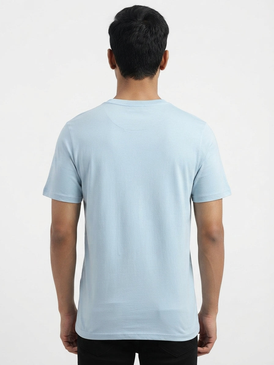 Light Blue Graphic Print Round Neck T-Shirt