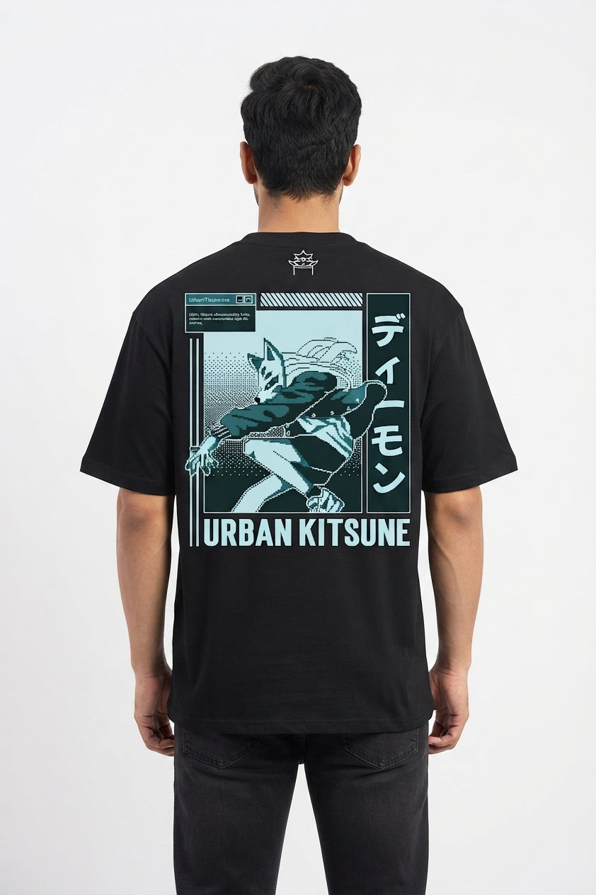 Urban Kitsune Black Oversized Tee