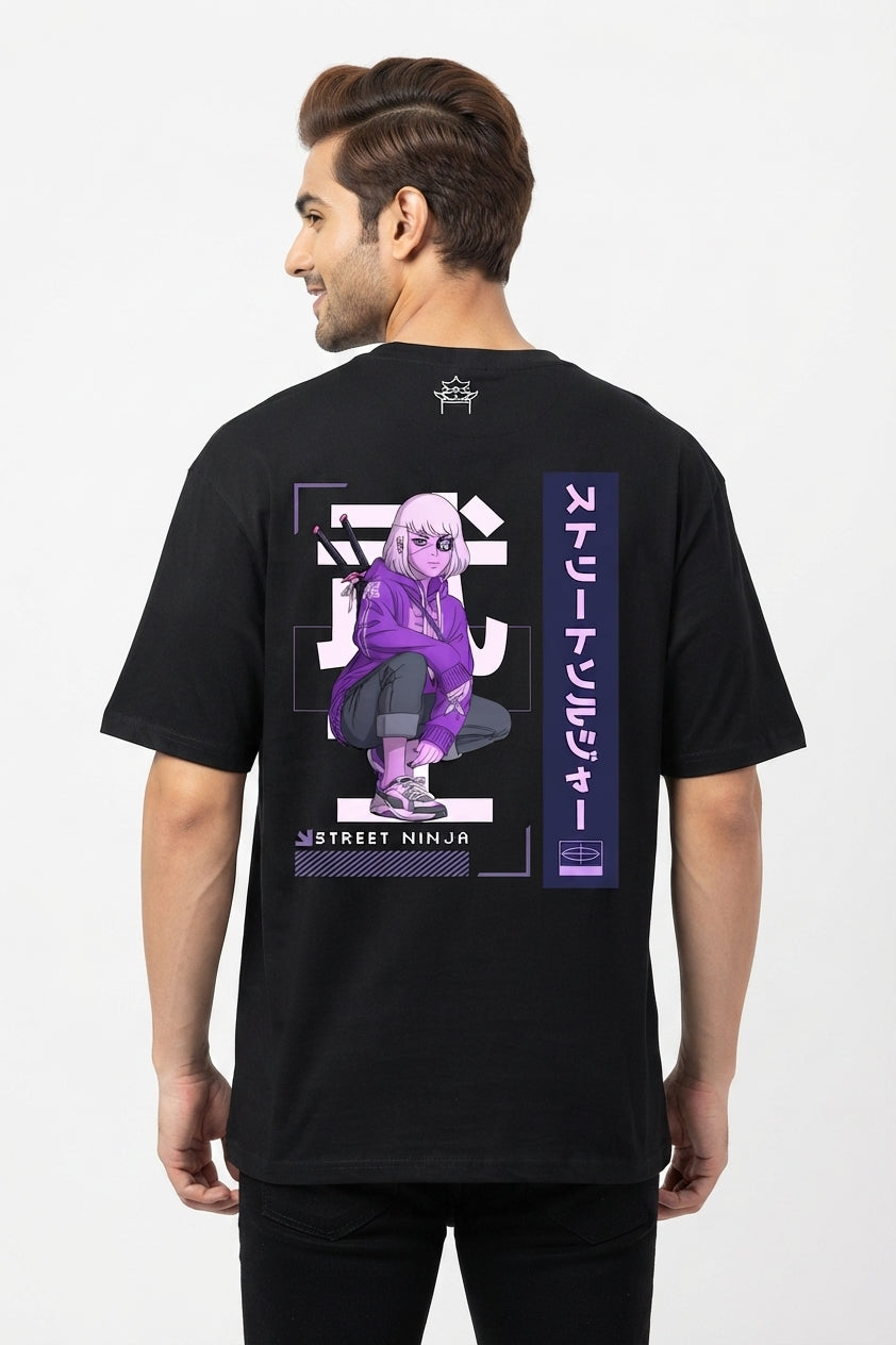 Street Ninja Black Oversized Tee