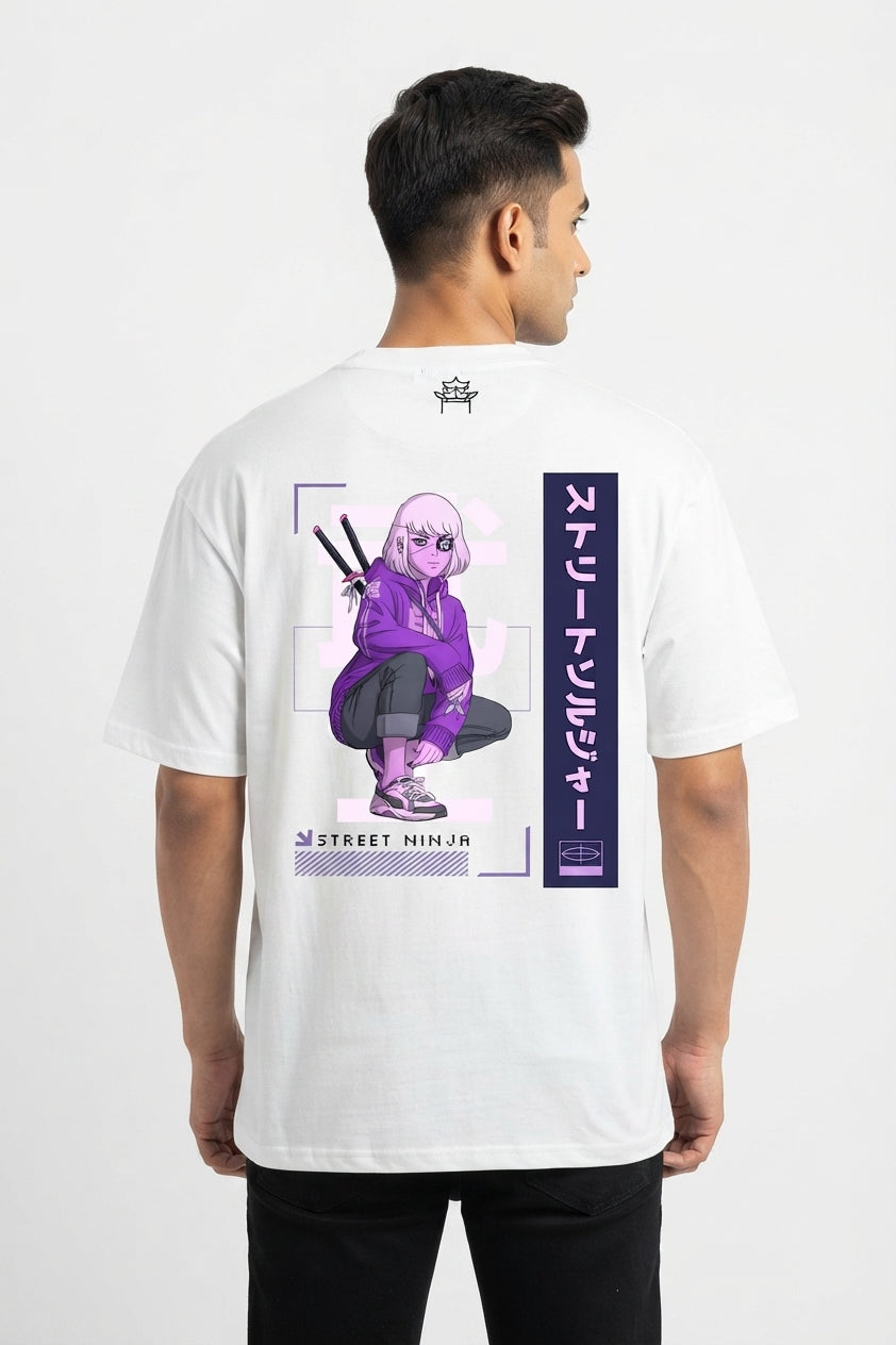 Street Ninja White Oversized Tee