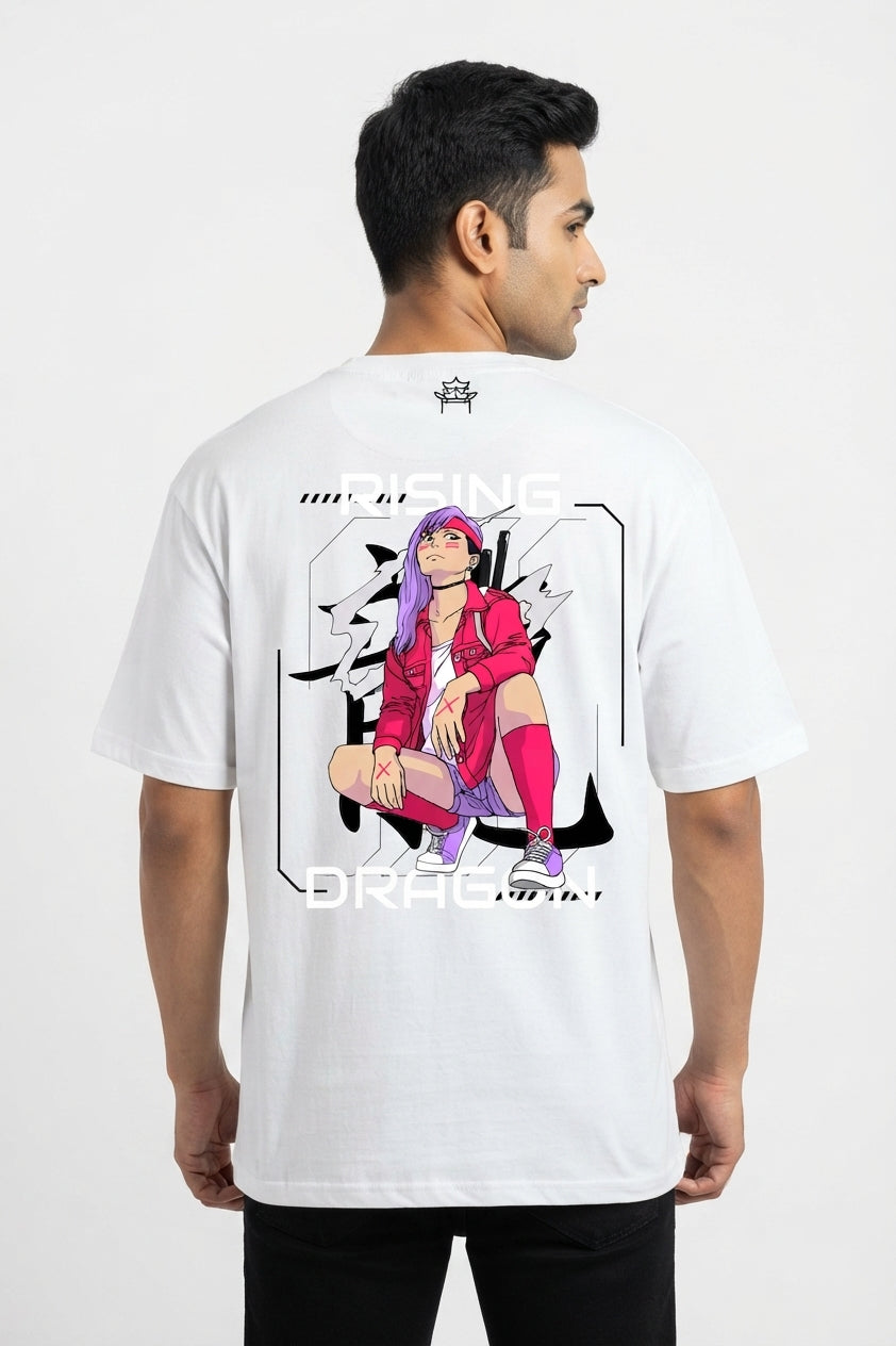 Rising Dragon White Oversized Tee