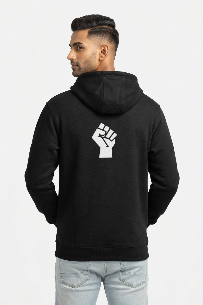 Raised Fist Premium Zipper Black Hoodie