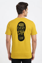 Make Every Step Count Graphic Printed Yellow Tshirt