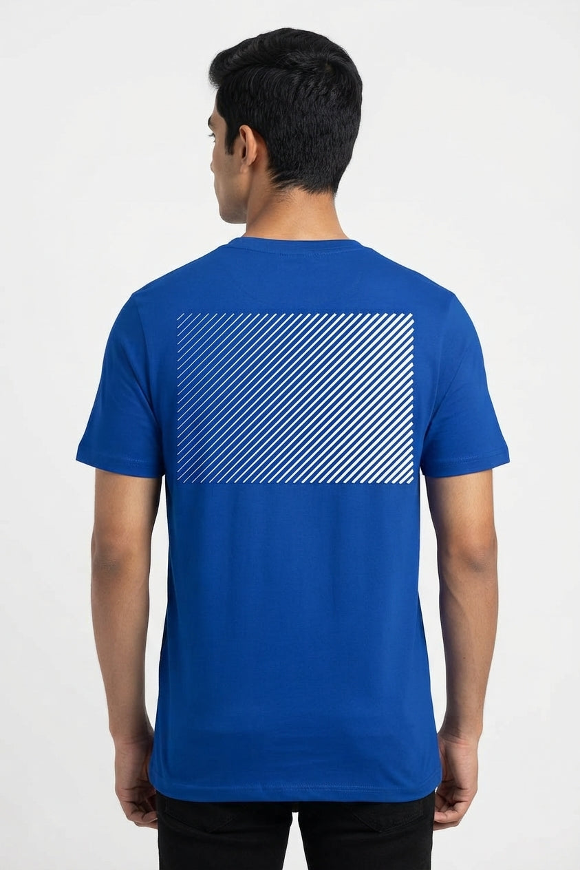 Stripes Fading Graphic Printed Blue Tshirt