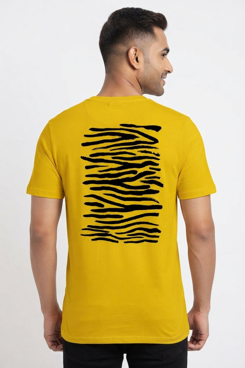 Tiger Stripes Graphic Printed Yellow Tshirt