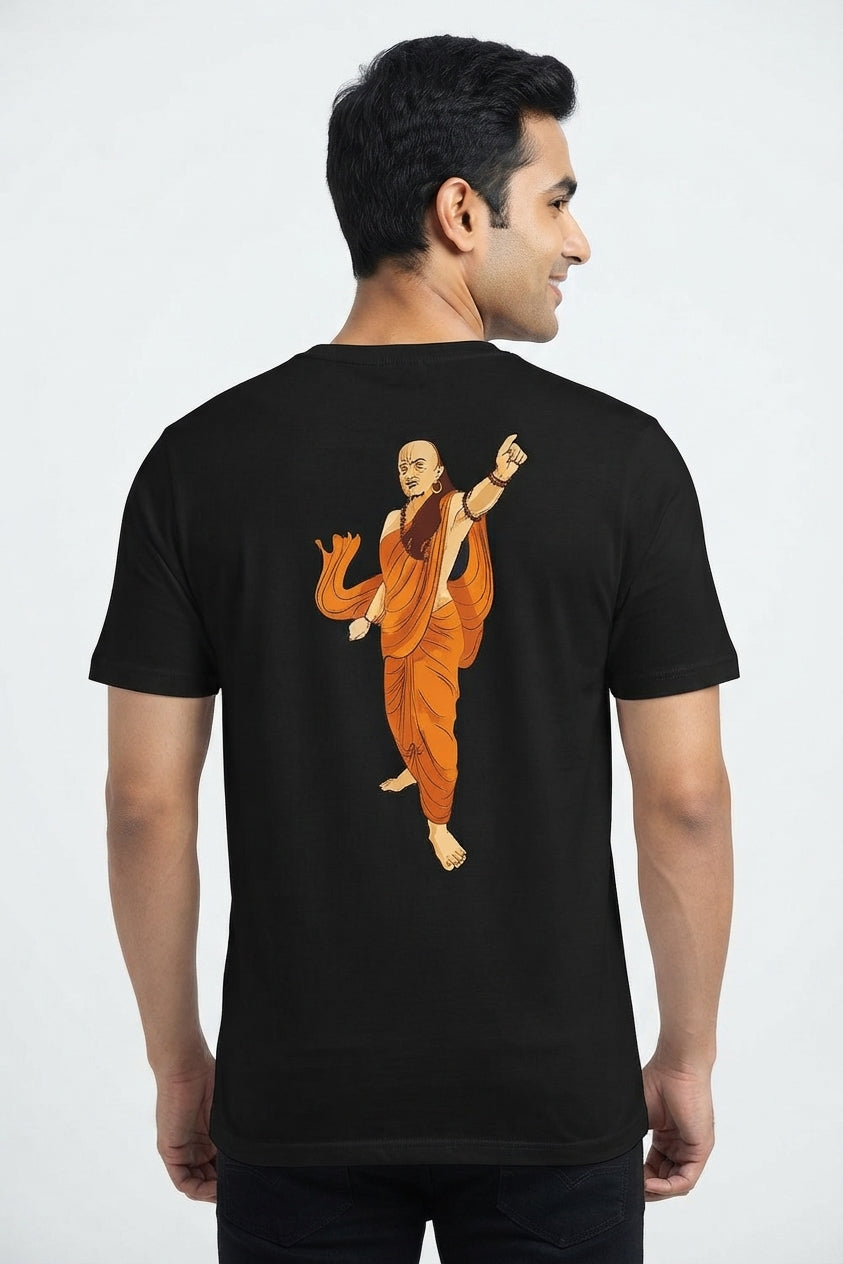 Chanakya Graphic Printed Black Tshirt
