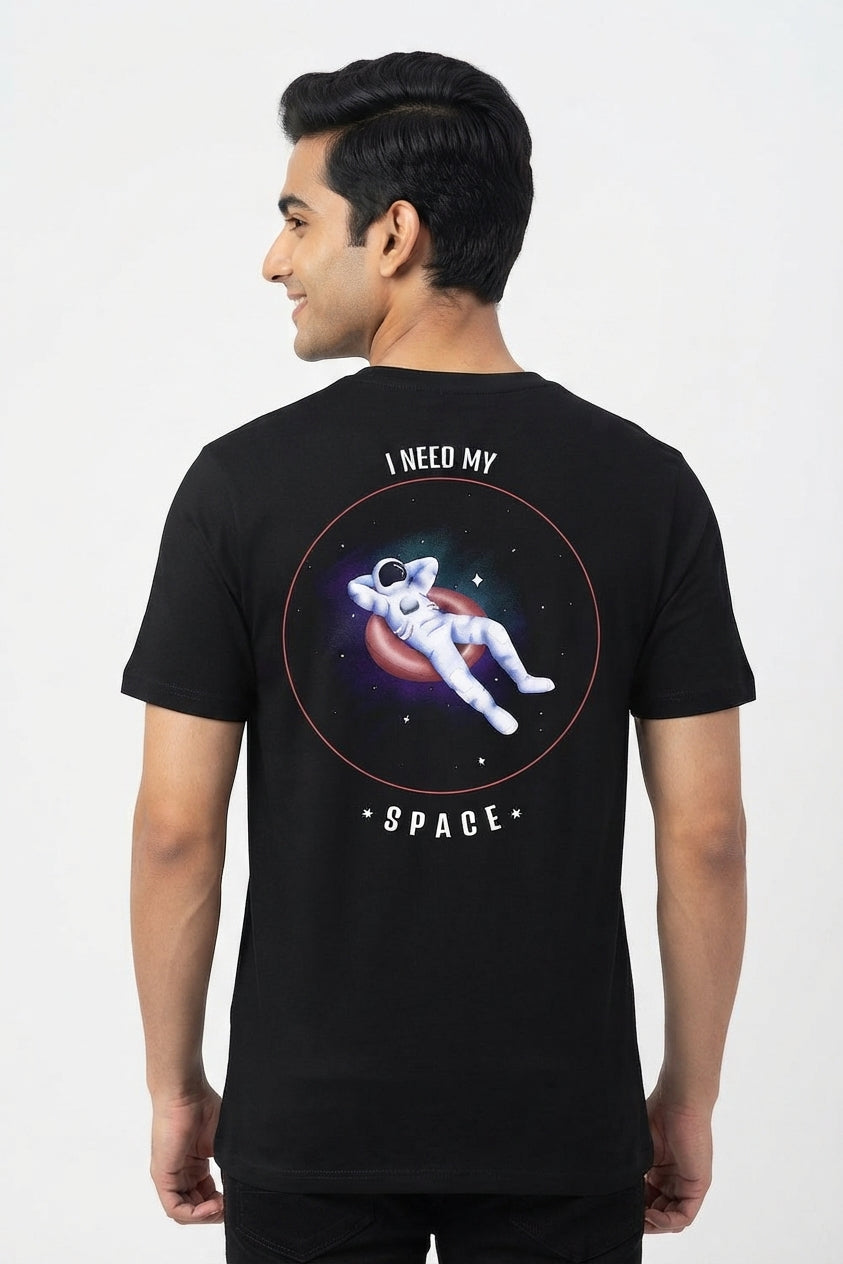I Need My Space Graphic Printed Black Tshirt