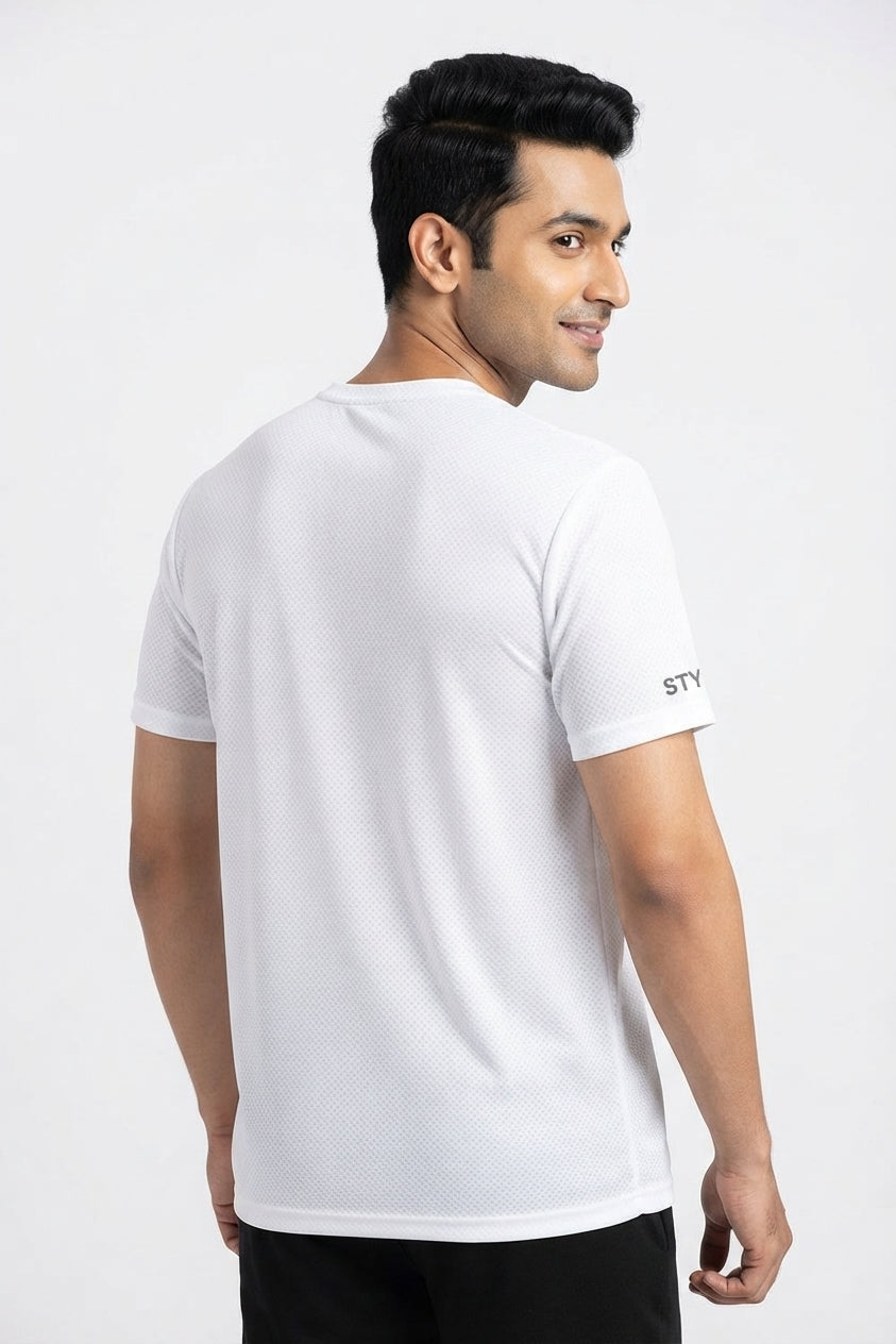 Hustle Printed White Dry Fit Tee