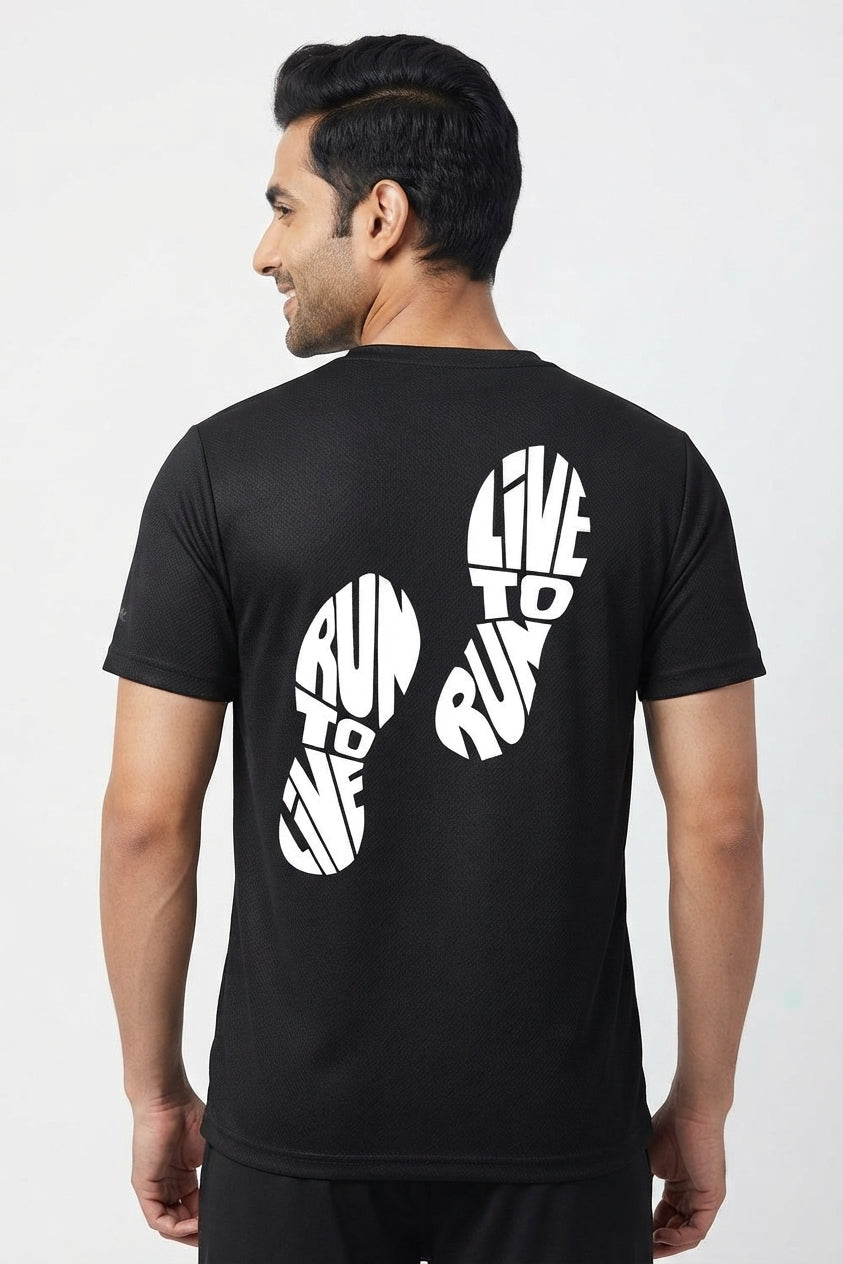 Run To Live Printed Black Dry Fit Tee