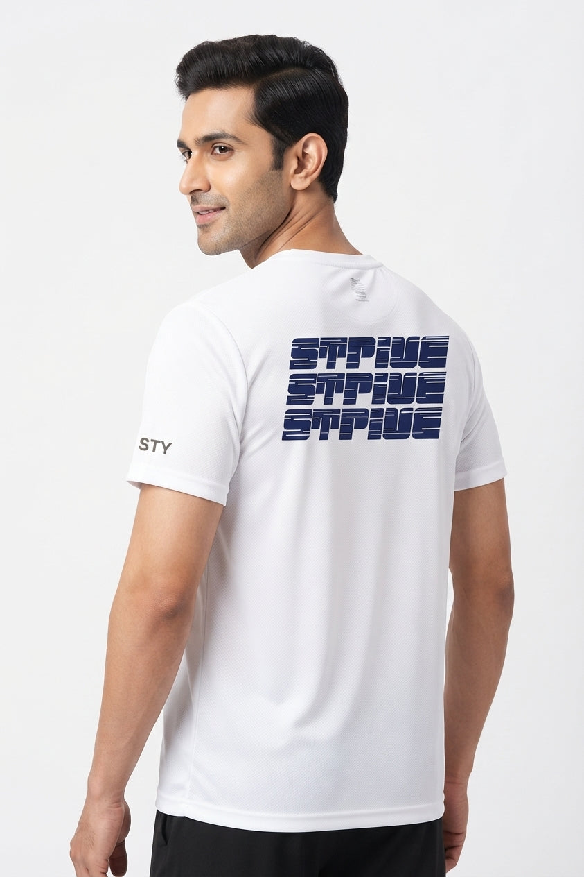 Strive Printed White Dry Fit Tee