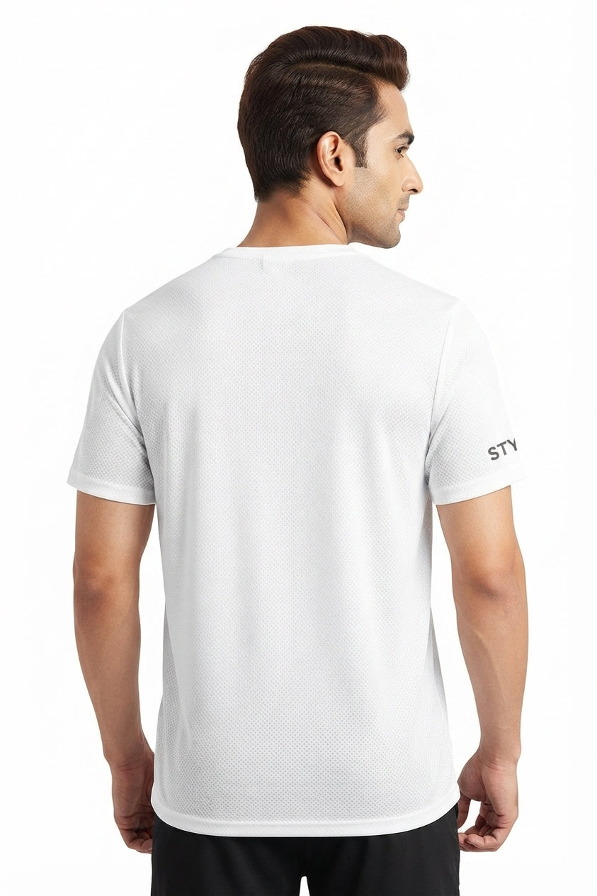 Built Tough Printed White Dry Fit Tee