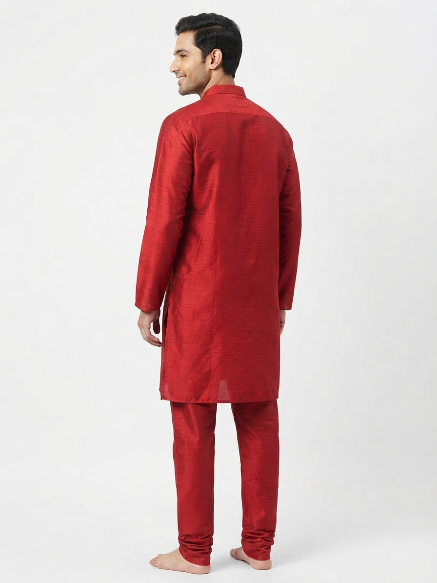 Red Solid Regular Fit Kurta Set