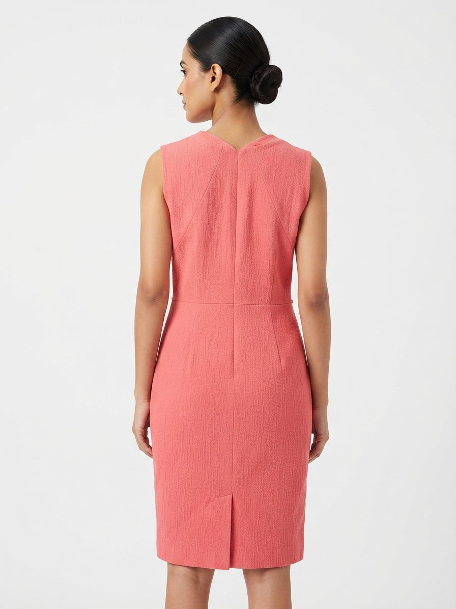 Coral Solid Sleeveless Regular Fit Dress