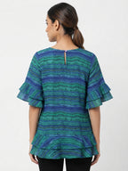 Women's Multi-Color Striped Ruffle Sleeve Top