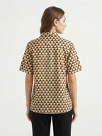 Cream Geometric Print Casual Shirt