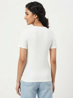 Multi-Color Striped Ribbed Knit T-Shirt
