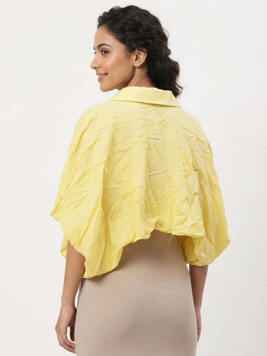 Yellow Floral Embroidered Relaxed Fit Top