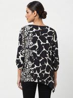 Women's Multi-Color Animal Print Relaxed Fit Top with Zipper Detail