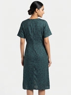 Dark Green Printed Casual Dress