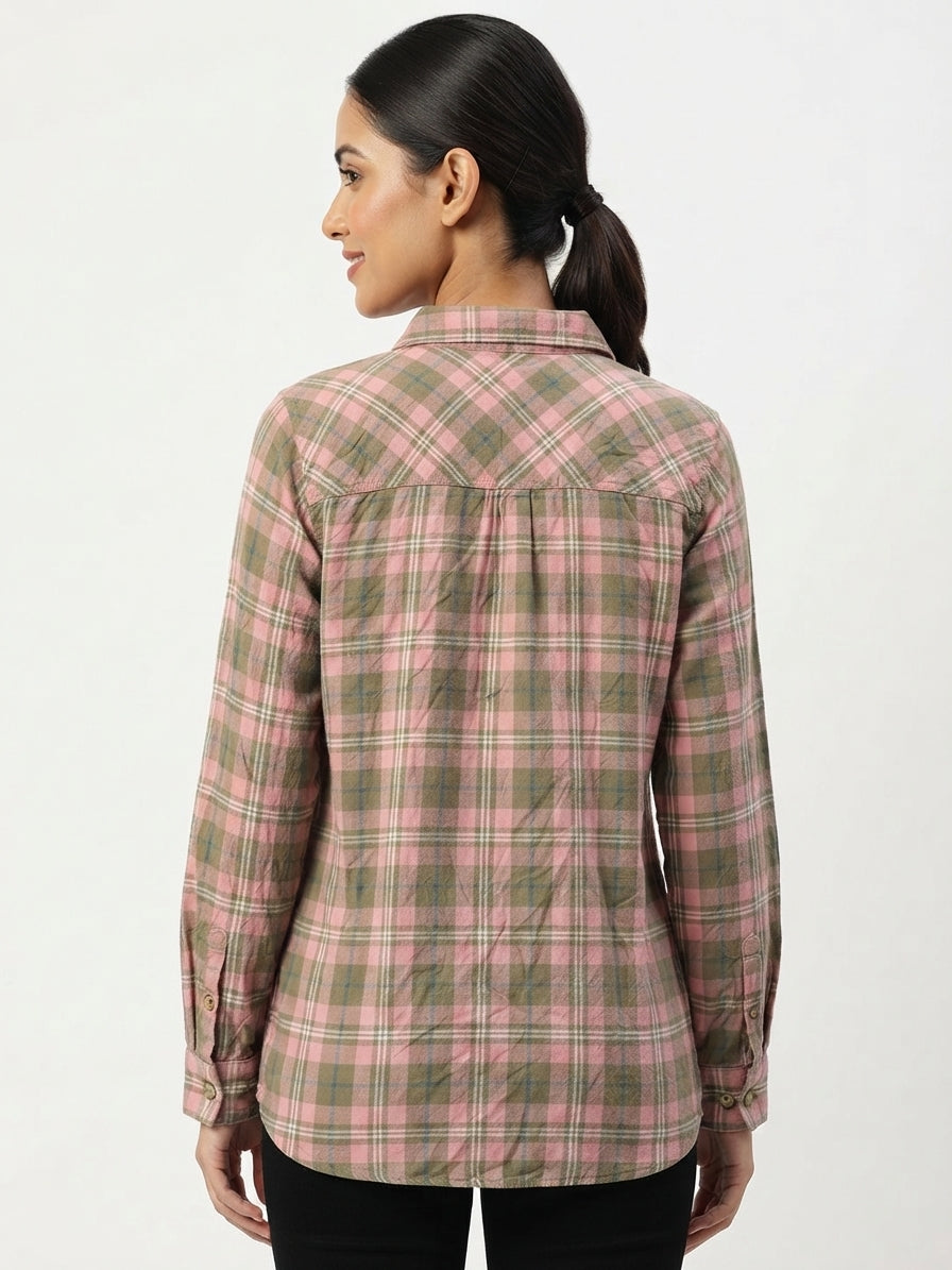 Women's Multi-Color Plaid Casual Button-Up Shirt