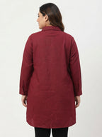 Burgundy Solid Collared Tunic Top