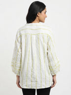 White Striped Relaxed Fit Casual Top