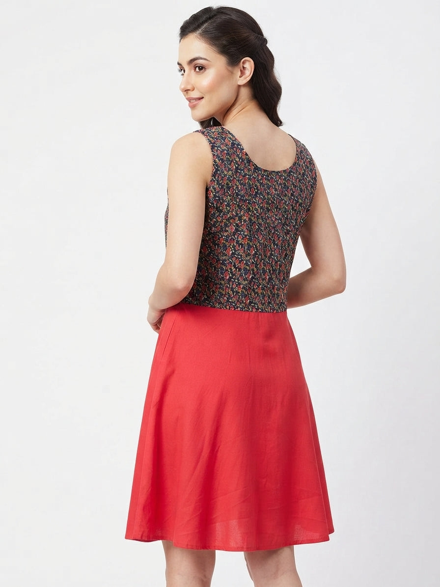 Floral Printed A-Line Casual Dress