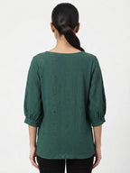 Dark Green Textured Knit Top