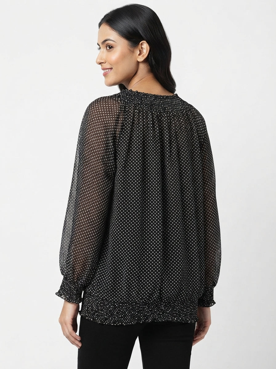 Black Polka Dot Relaxed Fit Top
