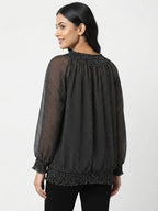 Black Polka Dot Relaxed Fit Top