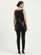 Women's Black Embellished Sleeveless Shrug