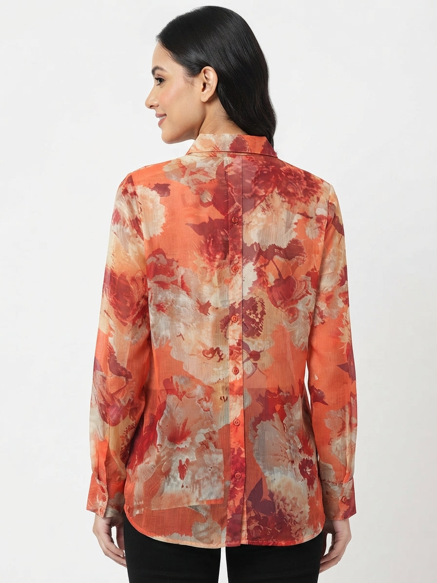 Multi Floral Print Ruffled Casual Top