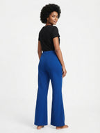 Women's Blue Solid Flared Trousers