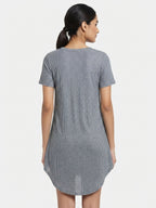 Grey Solid Ribbed Knit Asymmetric Hem Top