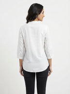 White Solid Regular Fit Casual Top