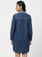 Embellished Denim Tunic Shirt Dress