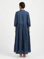 Dark Blue Cotton Relaxed Fit Kaftan Dress