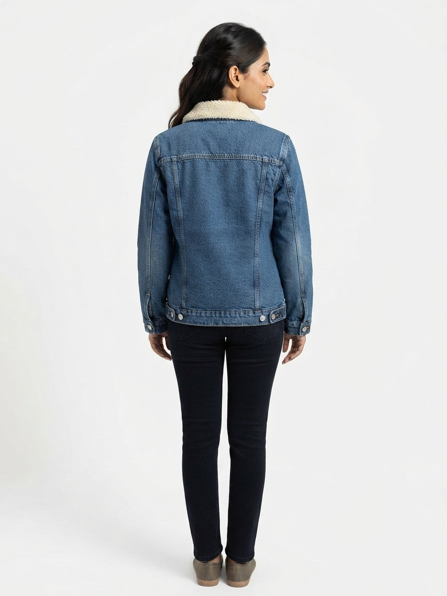 Blue Denim Jacket with Sherpa Lining
