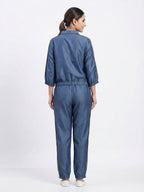 Women's Blue Relaxed Fit Shirt and Trouser Co-ord Set
