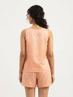 Peach Checkered Sleeveless Top and Shorts Co-ord Set