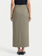 Khaki Checkered Wrap Skirt