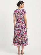 Women's Multi-Color Abstract Print Flared Dress