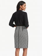 Women's Black & White Self Design Regular Fit Skirt