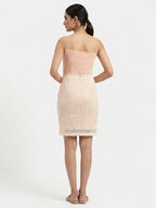 Peach Floral Lace Straight Skirt